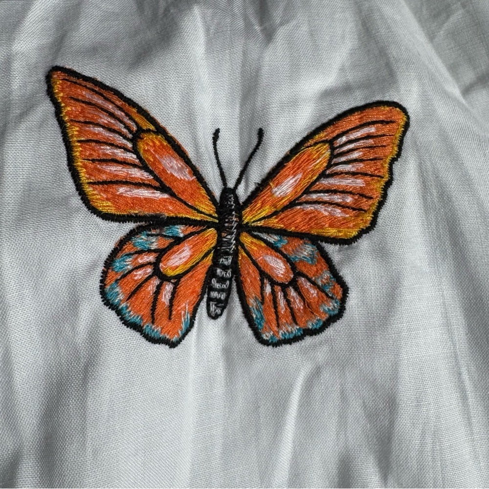 NWT Fanm Mon Larson Butterfly Embroidered Long Sleeve V Neckline Dress Size XL - Picture 10 of 14